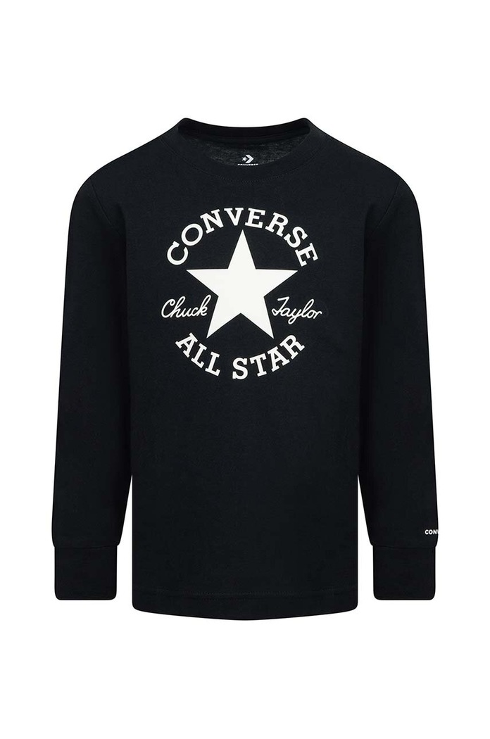 Dětské tričko s dlouhým rukávem Converse kulatý černá 8CG400