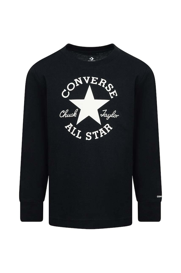 Dětské tričko s dlouhým rukávem Converse kulatý černá 8CG400