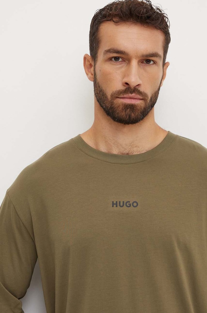 Tričko s dlouhým rukávem HUGO 50522302 zelená AW24