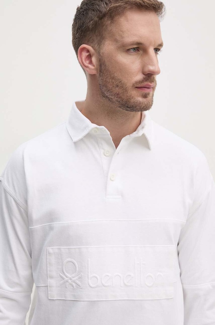 United Colors of Benetton longsleeve bawełniany biały 3G9WU3020