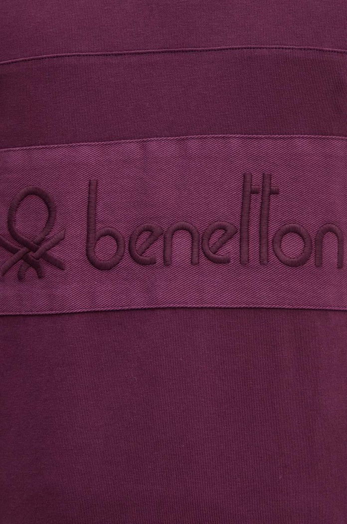 Bavlněné tričko s dlouhým rukávem United Colors of Benetton 3G9WU3020 fialová