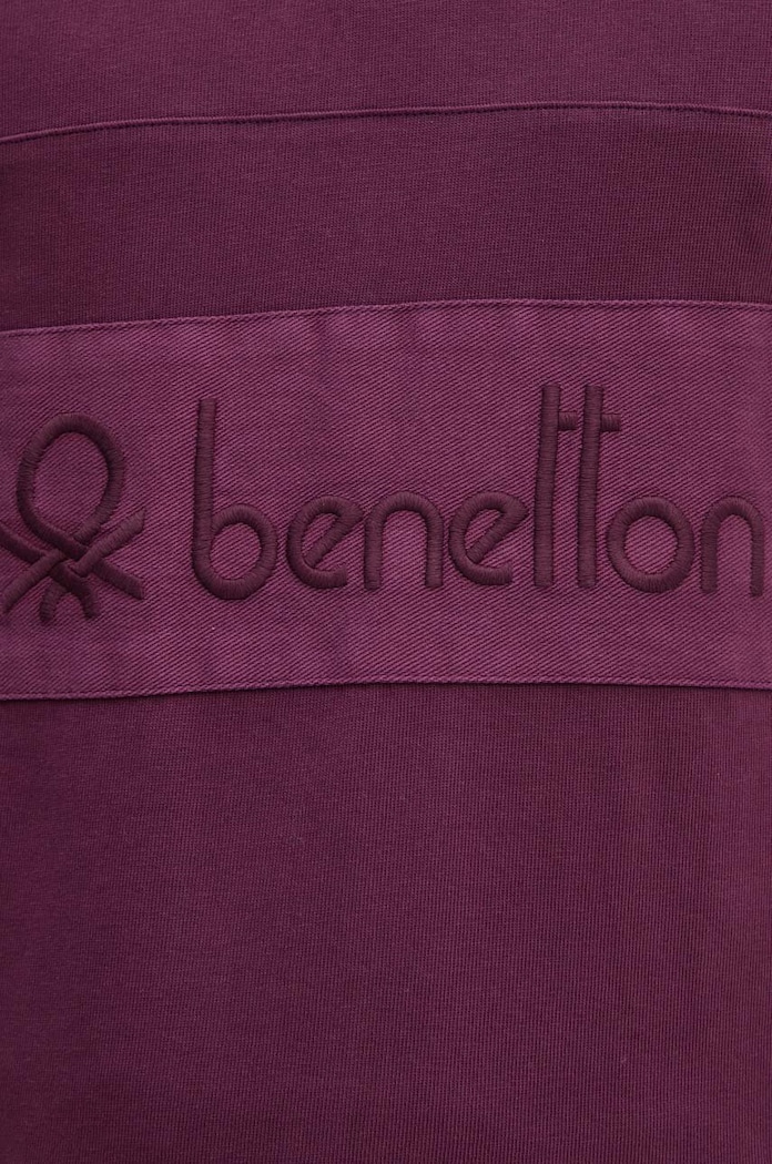 Bavlněné tričko s dlouhým rukávem United Colors of Benetton 3G9WU3020 fialová