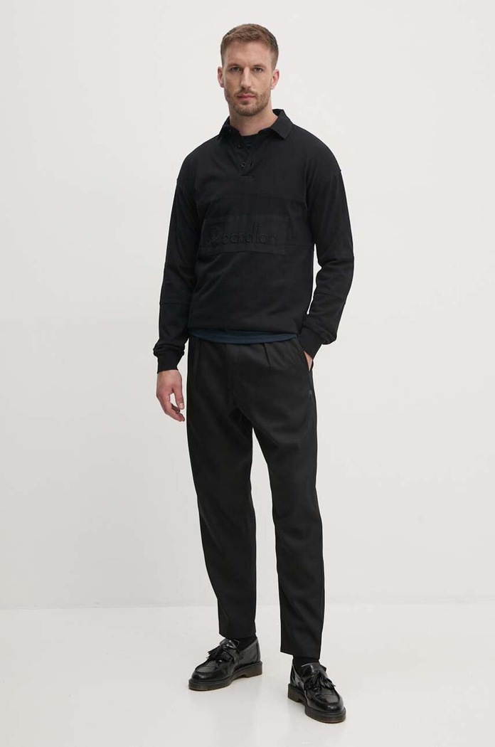 United Colors of Benetton longsleeve bawełniany 3G9WU3020 czarny AW24