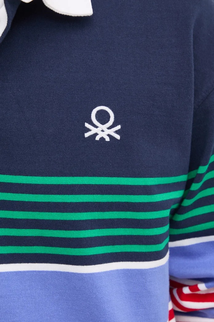 Памучна блуза с дълги ръкави United Colors of Benetton 3KUJU301E тъмносин