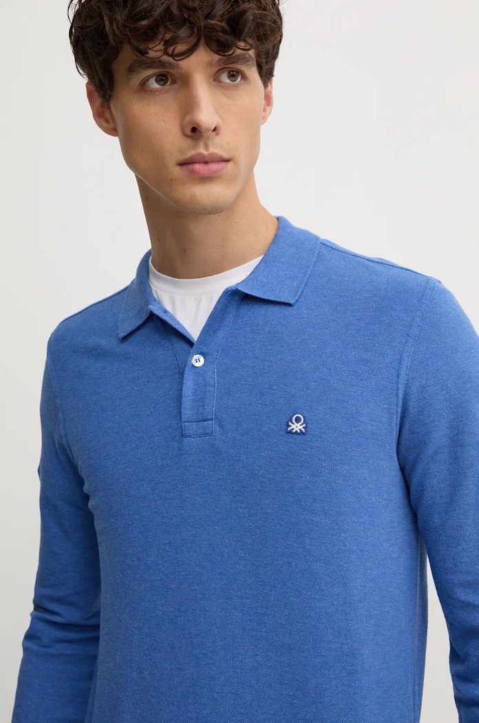 United Colors of Benetton longsleeve bawełniany fioletowy 3088U3025
