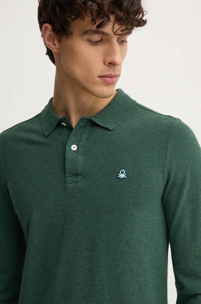 Bavlněné tričko s dlouhým rukávem United Colors of Benetton zelená 3088U3025