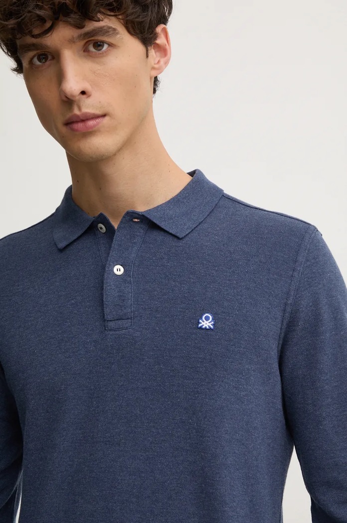 United Colors of Benetton longsleeve bawełniany 3088U3025 niebieski AW24