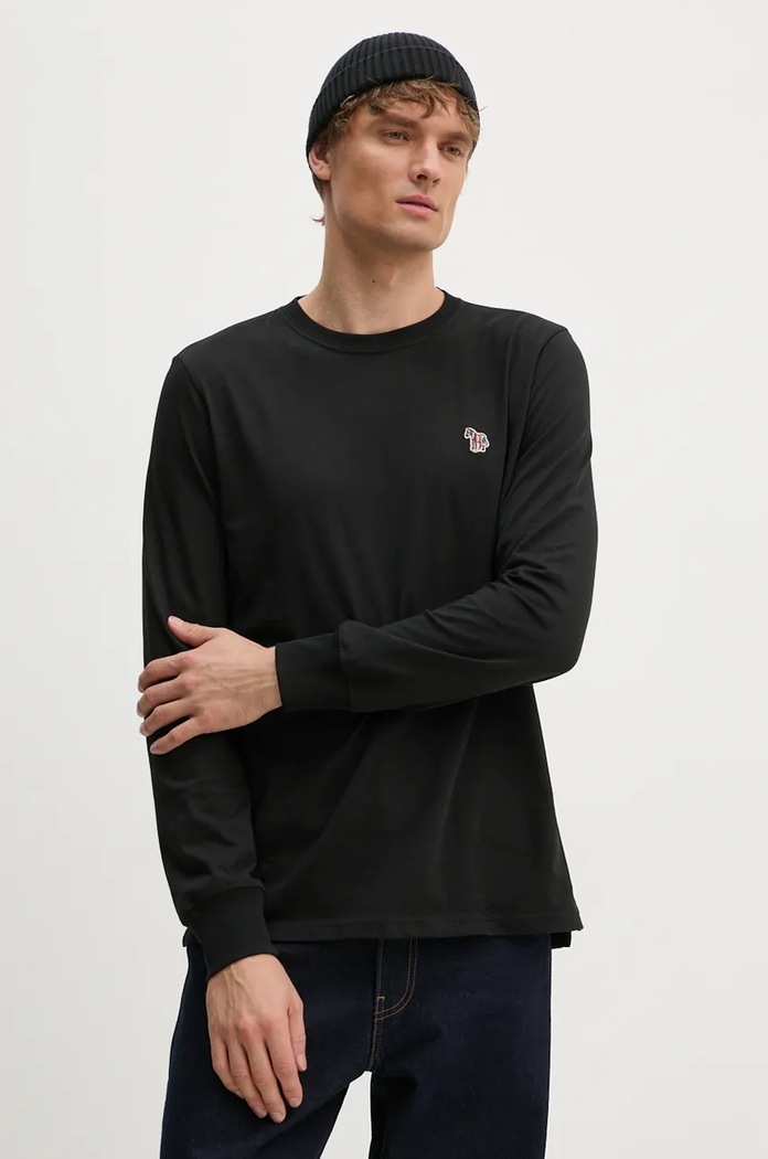PS Paul Smith longsleeve bawełniany bawełna czarny M2R.828R.KZEBRA