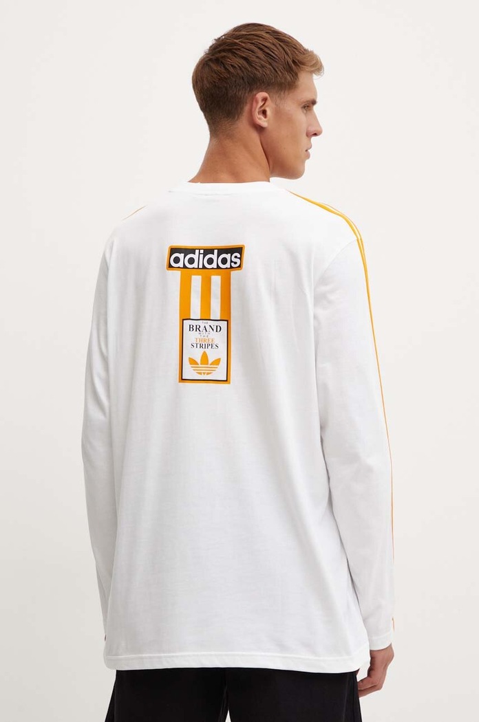 Ρούχα Βαμβακερή μπλούζα με μακριά μανίκια adidas Originals IW5808 λευκό
