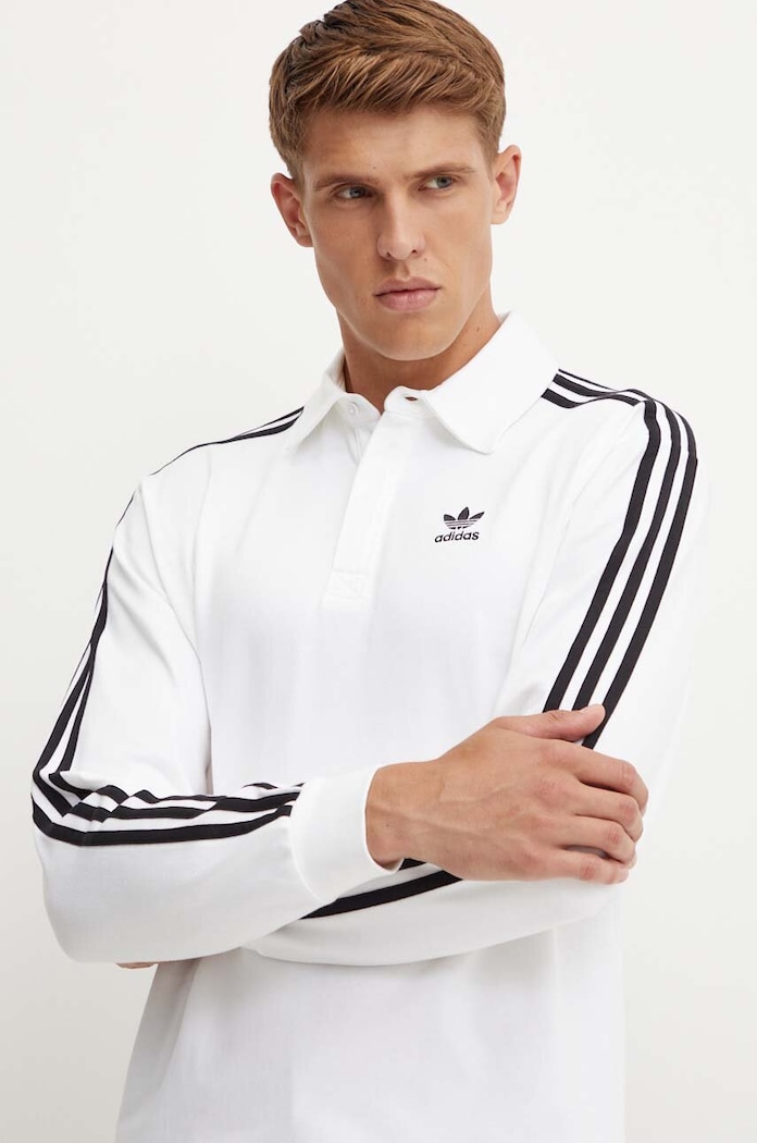 adidas Originals longsleeve bawełniany Adicolor wzorzyste biały IZ2459