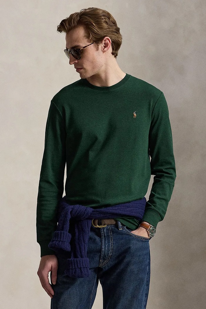 Polo Ralph Lauren longsleeve męski bawełniany zielony 710760121