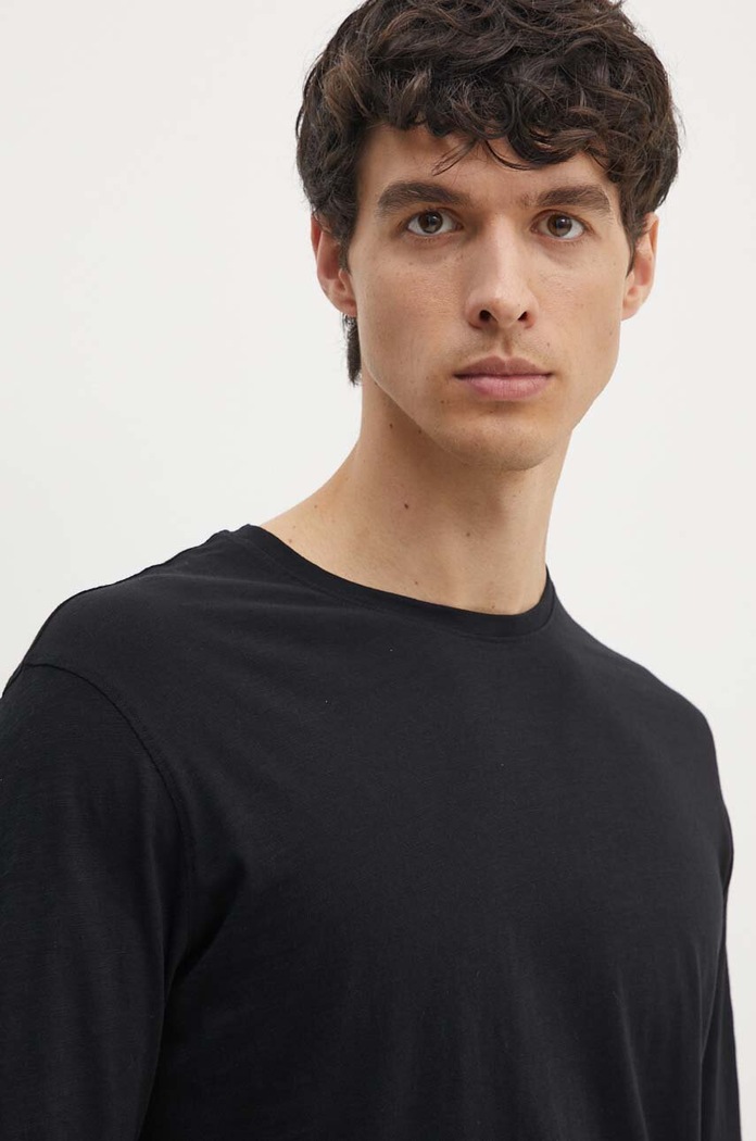 Sisley longsleeve bawełniany czarny 3WF0S1013