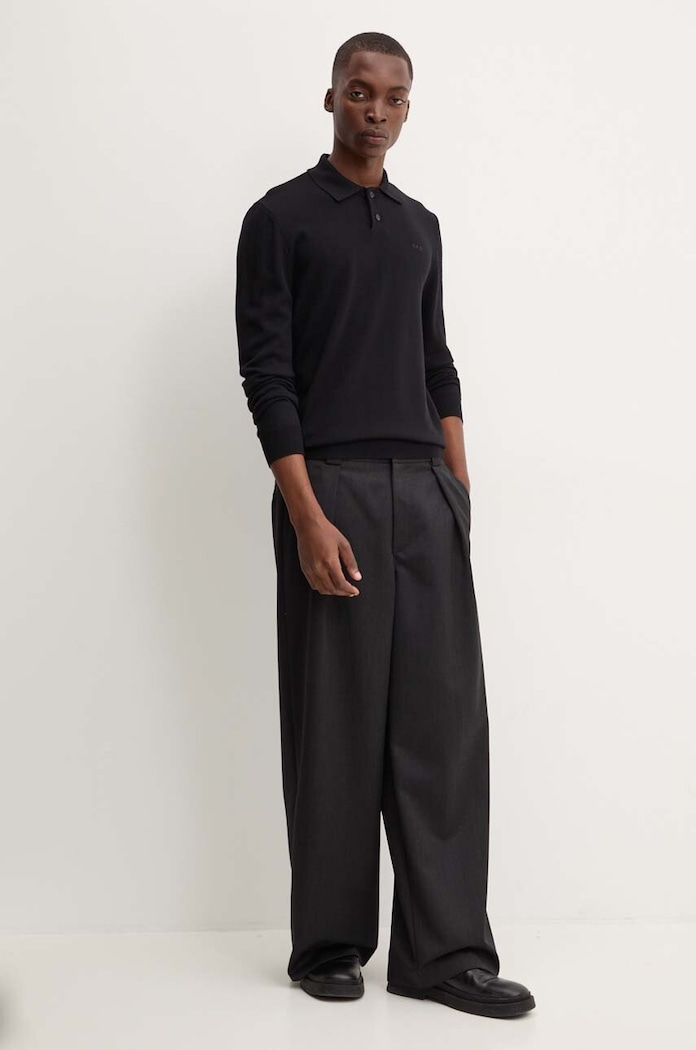 A.P.C. pulover de lana polo jacob logo WVAWM.H23324 negru AW24