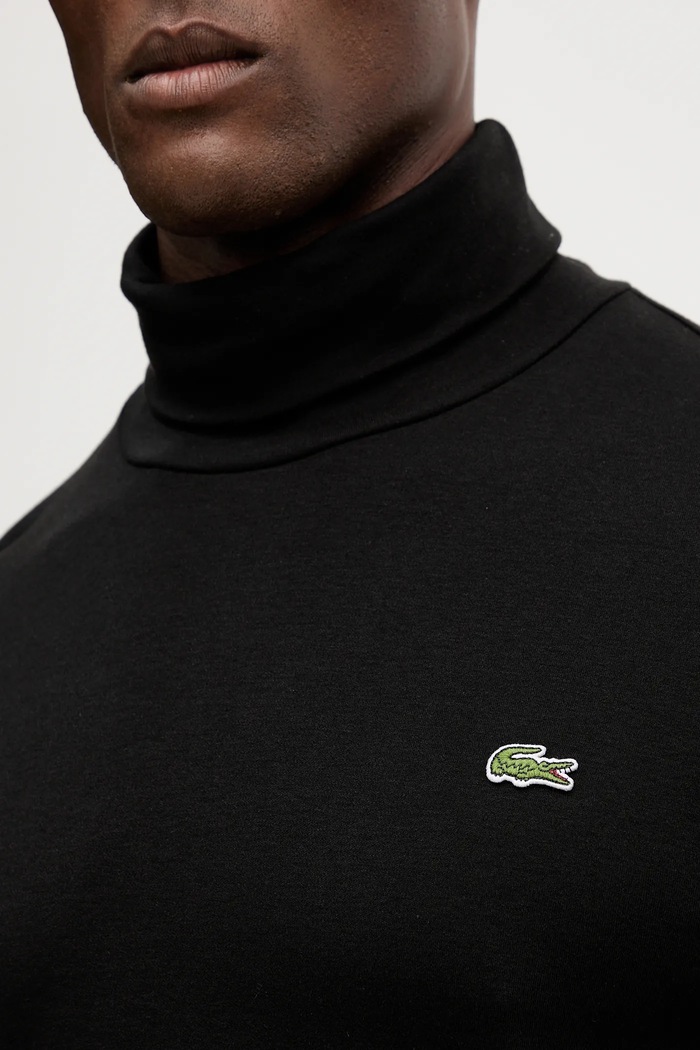 Bavlněné tričko s dlouhým rukávem Lacoste UH2828 černá