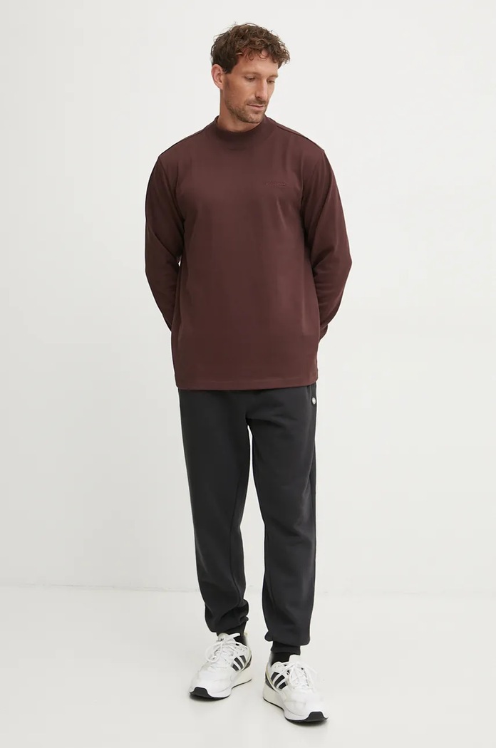 adidas Originals Longsleeve bawełniany Longsleeve Mock Neck IW3258 bordowy AW24