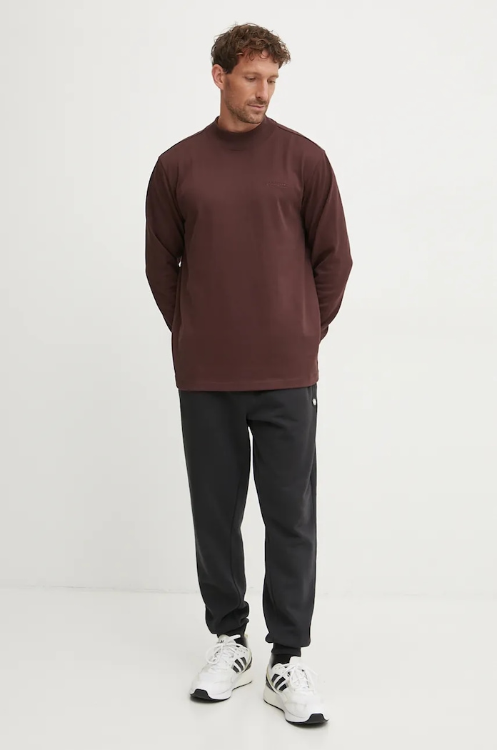 adidas Originals Longsleeve bawełniany Longsleeve Mock Neck IW3258 bordowy AW24