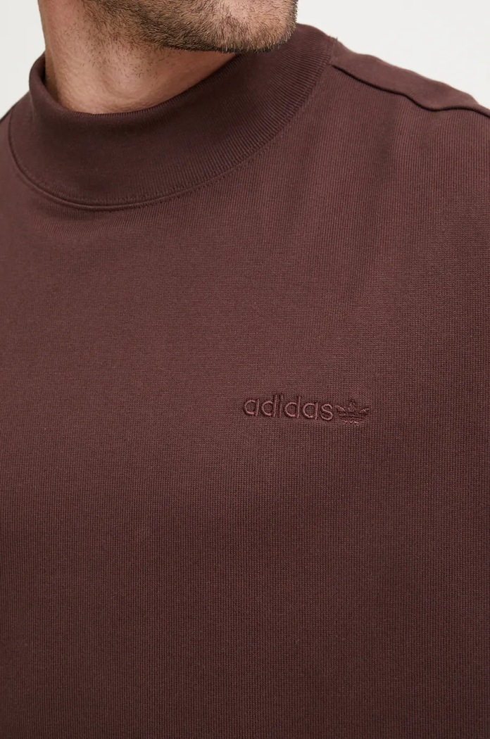 Longsleeve bawełniany Longsleeve Mock Neck adidas Originals bordowy IW3258