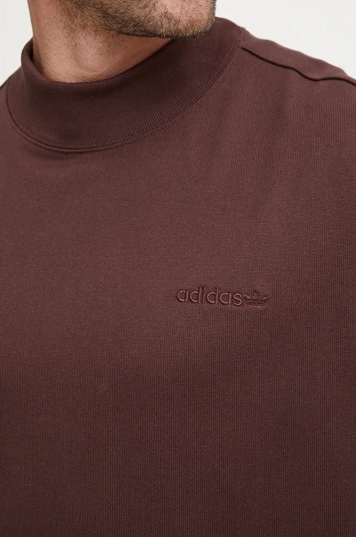 Longsleeve bawełniany Longsleeve Mock Neck adidas Originals bordowy IW3258