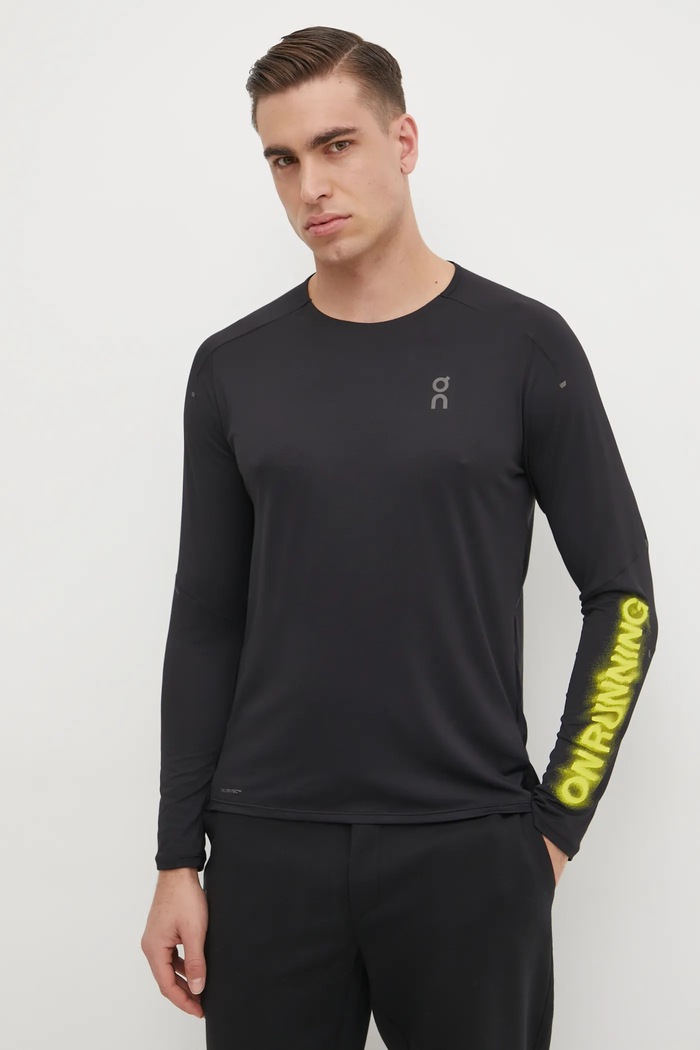 On longsleeve do biegania Performance z elastanem czarny 1ME30210553