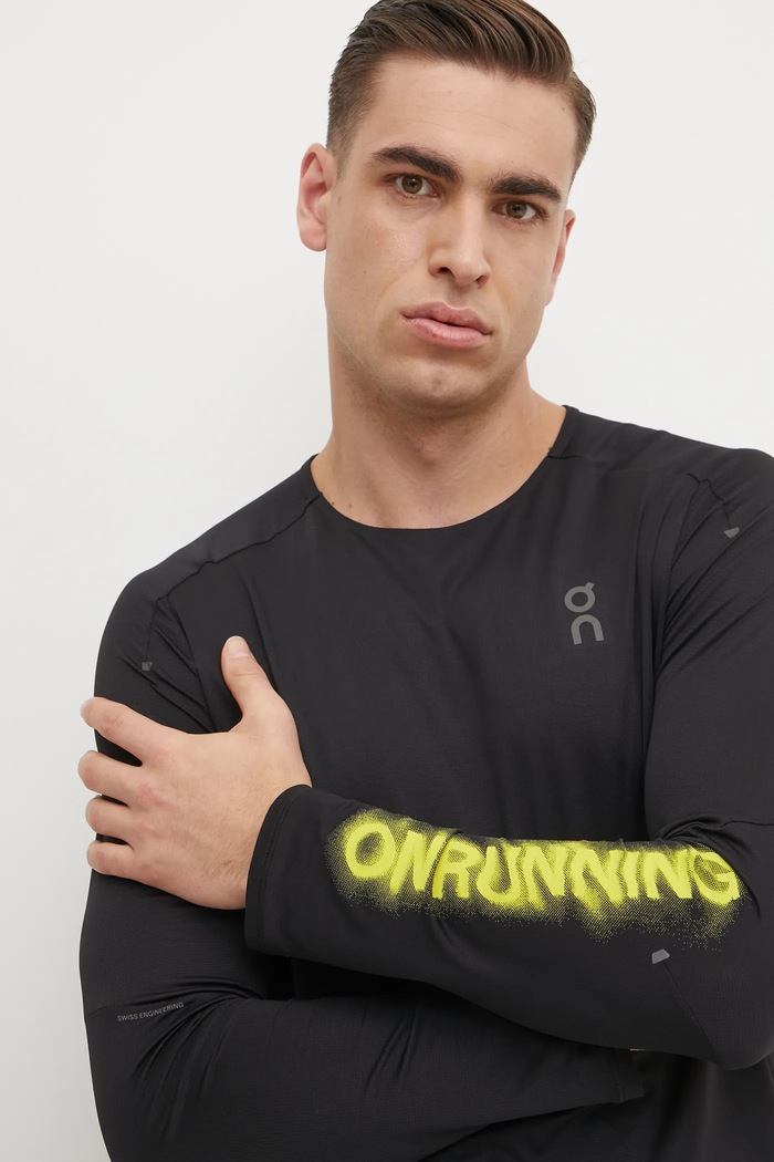 On longsleeve do biegania Performance czarny 1ME30210553