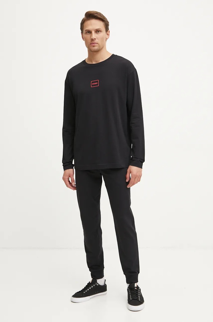 Tričko s dlouhým rukávem HUGO Laze Longsleeve 50525229 černá SS26
