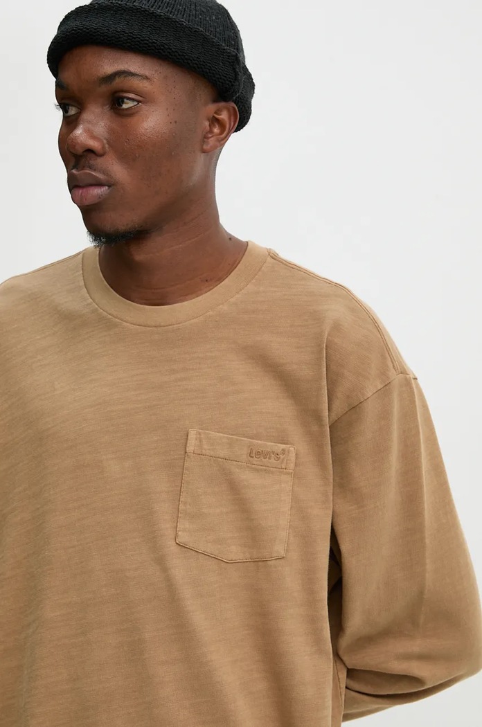 Levi's longsleeve din bumbac bej A9247