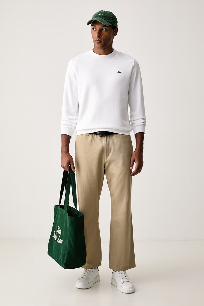 Lacoste majica z dolgimi rokavi moška bombažna PH4013 bela AW25