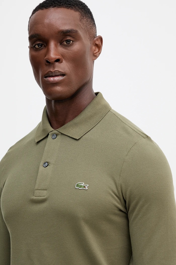 Bavlněné tričko s dlouhým rukávem Lacoste zelená PH4013