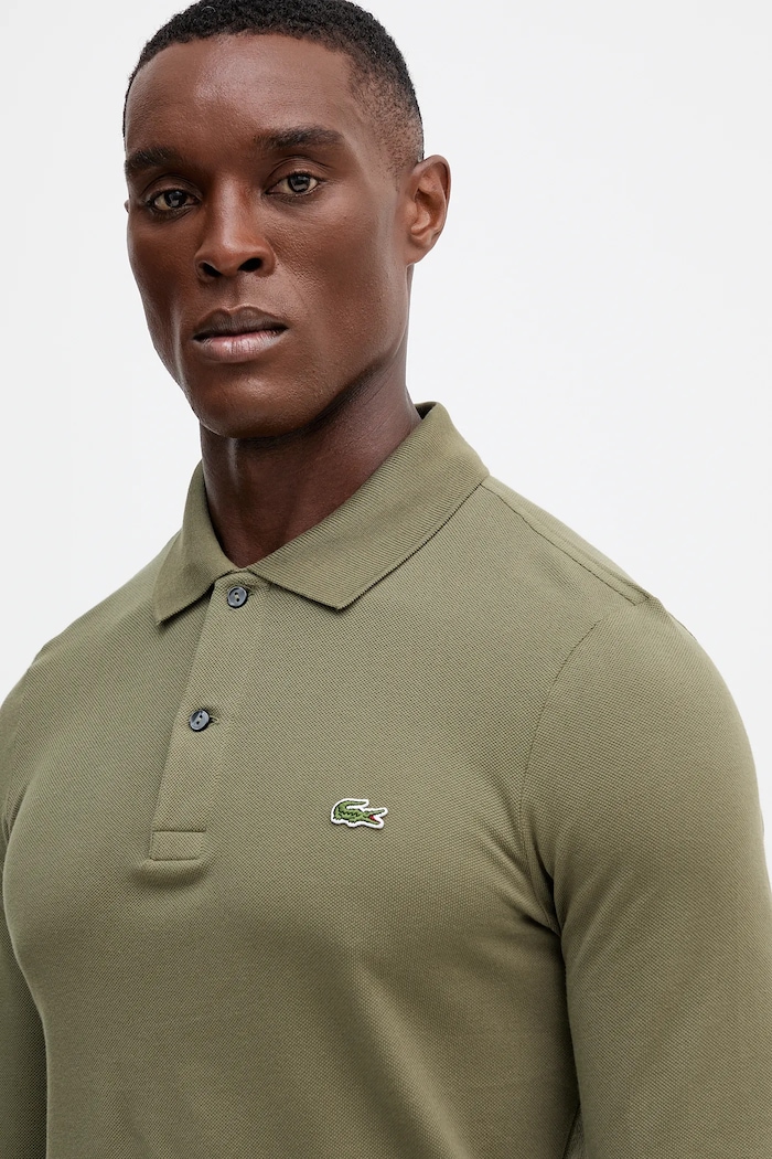 Bavlněné tričko s dlouhým rukávem Lacoste zelená PH4013