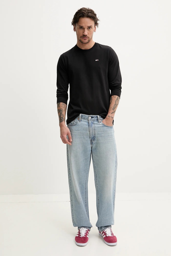 Oblečení Bavlněné tričko s dlouhým rukávem Tommy Jeans 2-pack DM0DM20731 bílá