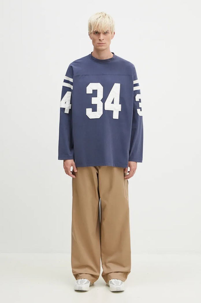 AMBUSH longsleeve bawełniany Football BMAB004F24JER0014531 niebieski