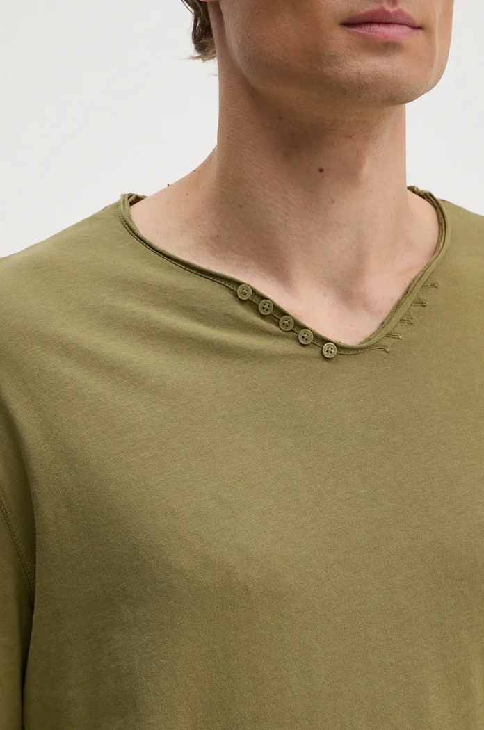 Bavlněné tričko s dlouhým rukávem ZADIG&VOLTAIRE JMTN00251 zelená