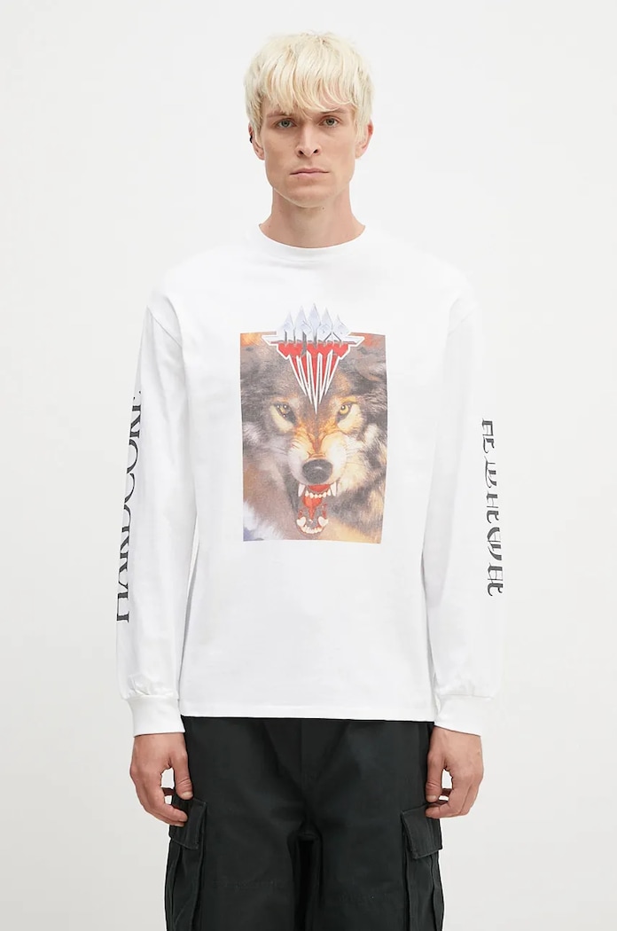 Aries pamut hosszúujjú Wolf Longsleeve Tee pamut fehér AR6002202