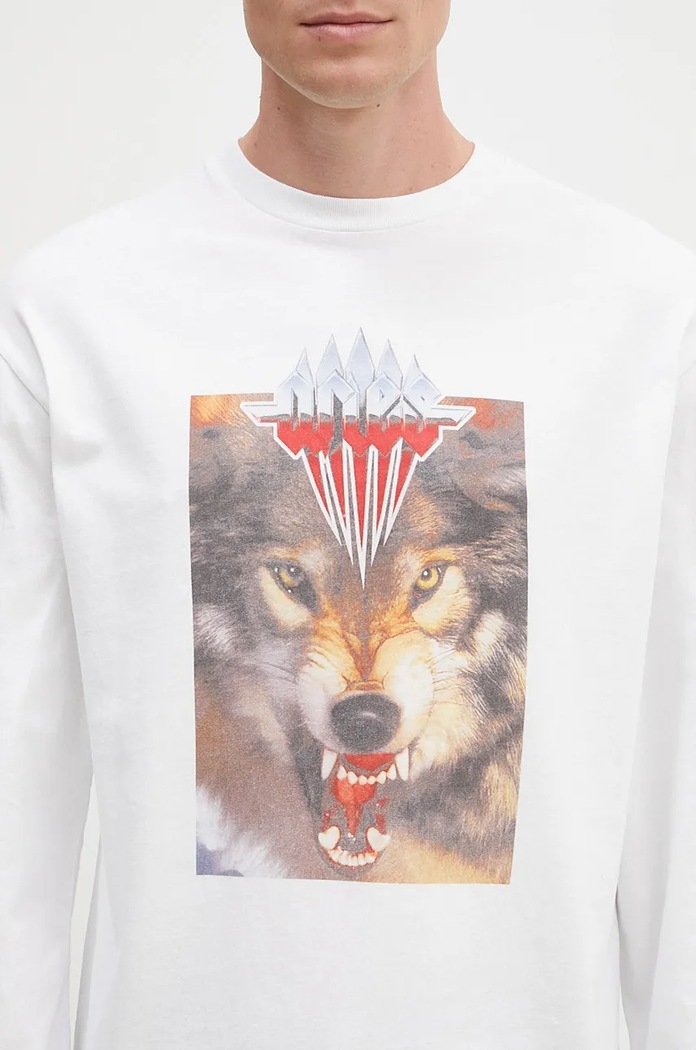 Aries pamut hosszúujjú Wolf Longsleeve Tee AR6002202 fehér