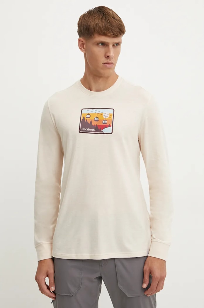 Smartwool longsleeve sportowy Gondola Ride regular beżowy SW002600