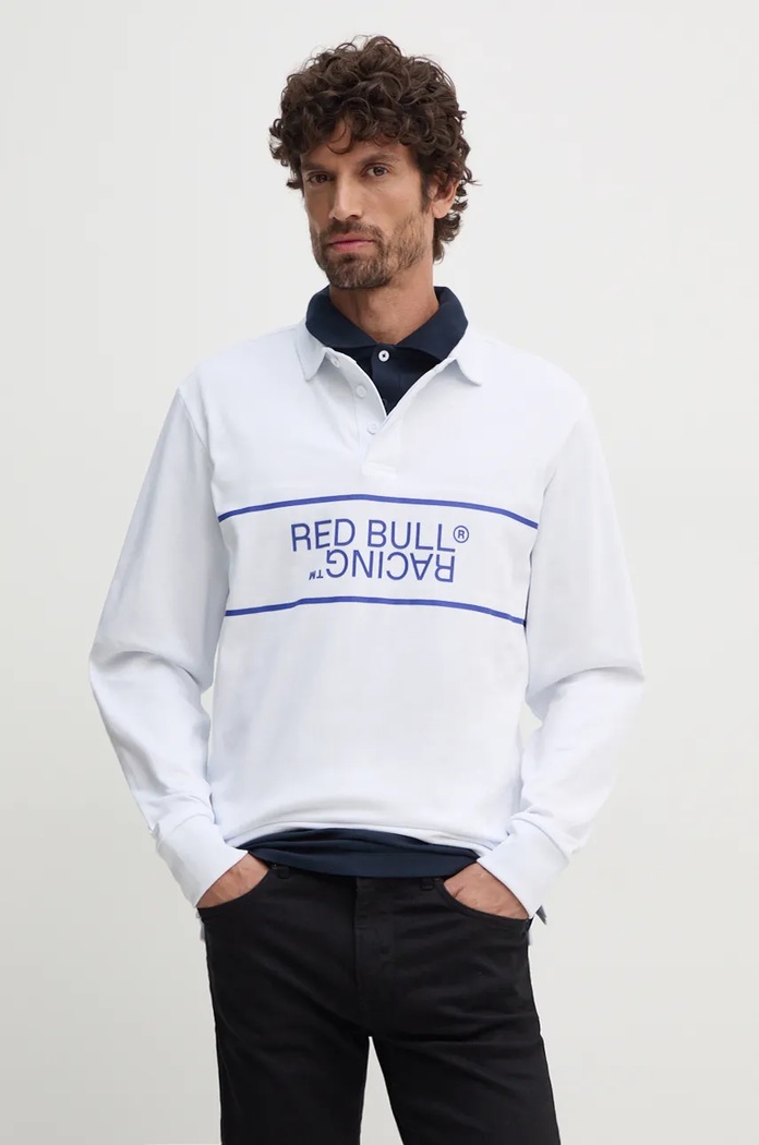 Bombažna majica z dolgimi rokavi Red Bull Racing x Pepe Jeans bela RM540011
