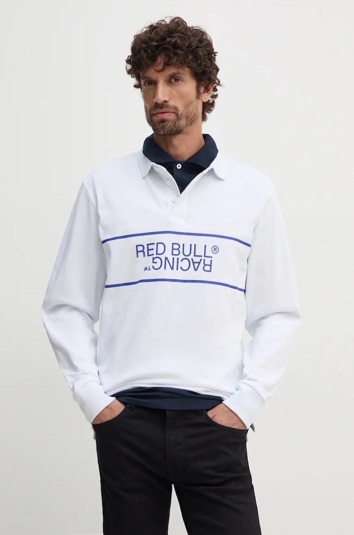 Bombažna majica z dolgimi rokavi Red Bull Racing x Pepe Jeans bela RM540011