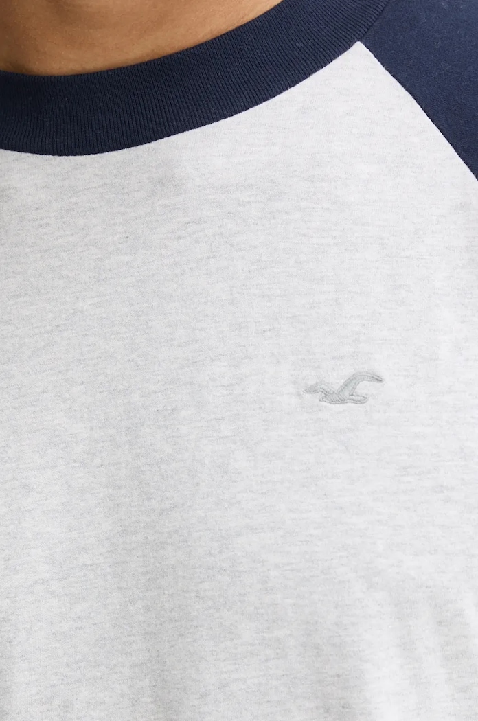 Bavlněné tričko s dlouhým rukávem Hollister Co. KI324.4170.200 šedá