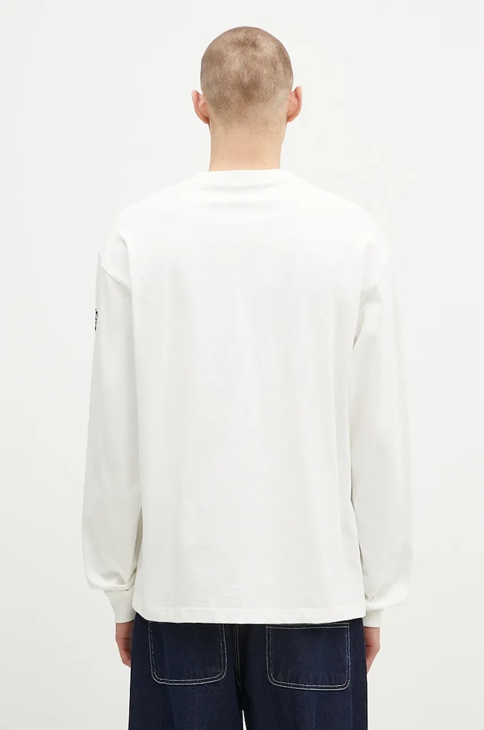 Oblečenie Bavlnené tričko s dlhým rukávom PLEASURES Oe Heavyweight Long Sleeve P24F045 biela