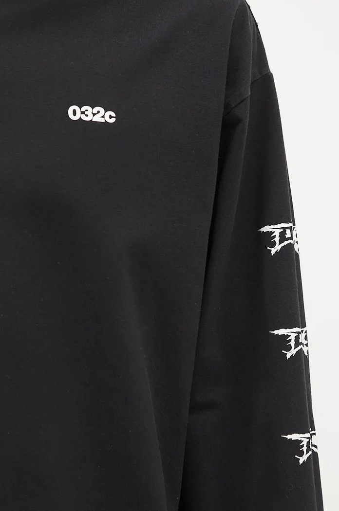 Бавовняний лонгслів 032C ''Nerve Shatter'' Boxy Longsleeve F24.URC.0251.050 чорний