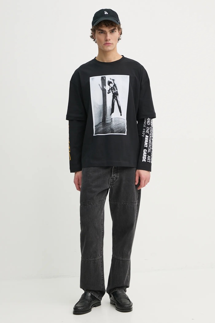 Études Studio longsleeve din bumbac H24MCTSH186 negru AW24