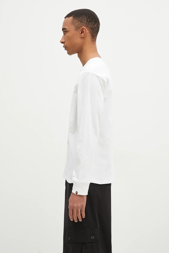 A Bathing Ape cotton longsleeve top By Bathing Ape Longsleeve 1K80111015 white AW24