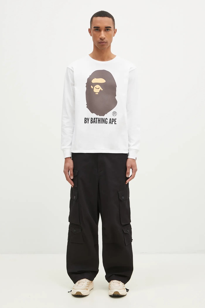 A Bathing Ape cotton longsleeve top By Bathing Ape Longsleeve 1K80111015 white