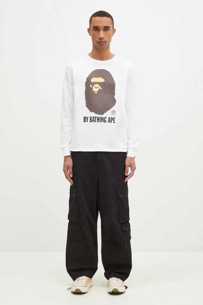 A Bathing Ape cotton longsleeve top By Bathing Ape Longsleeve 1K80111015 white