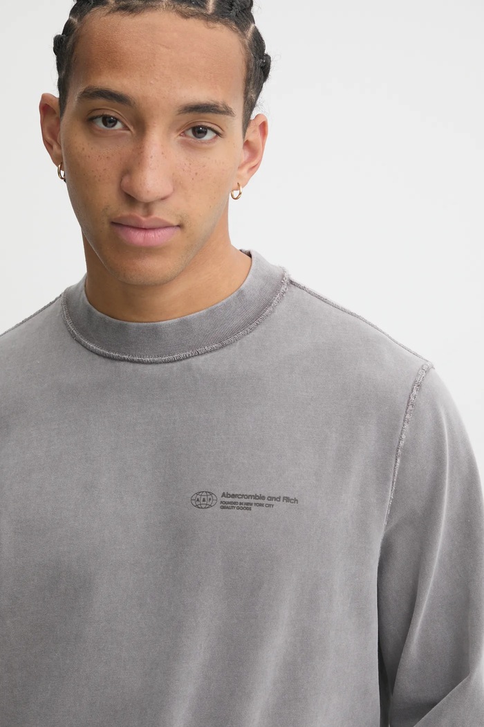 Abercrombie & Fitch longsleeve bawełniany szary KI123.4080.140