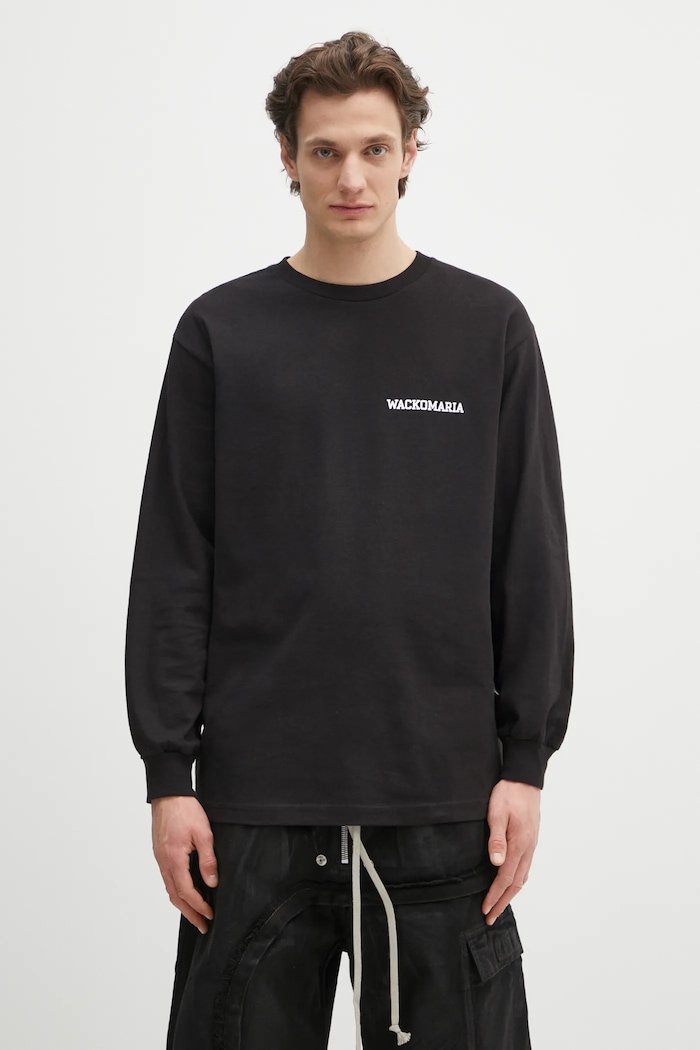 Bavlněné tričko s dlouhým rukávem Wacko Maria x Keith Haring relaxed černá KH.WM.LT01