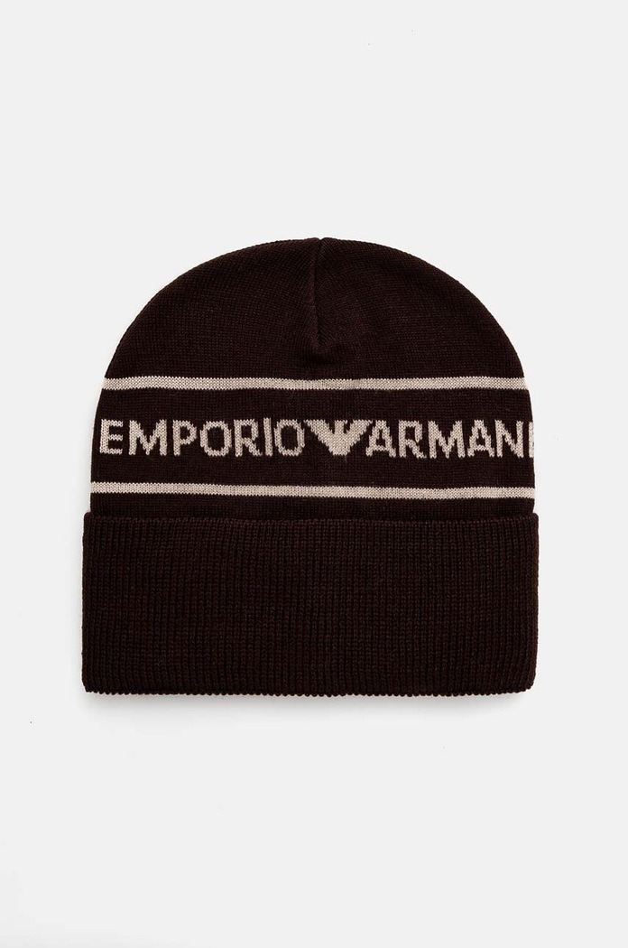 Emporio Armani șapcă de lână pentru copii 404707.4F490 maro AW24