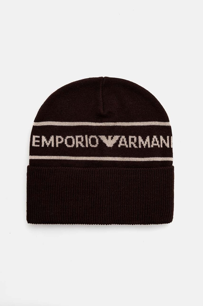 Emporio Armani șapcă de lână pentru copii 404707.4F490 maro AW24