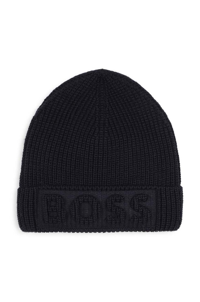 BOSS czapka z domieszką wełny dziecięca z domieszką wełny granatowy J51565.52.54