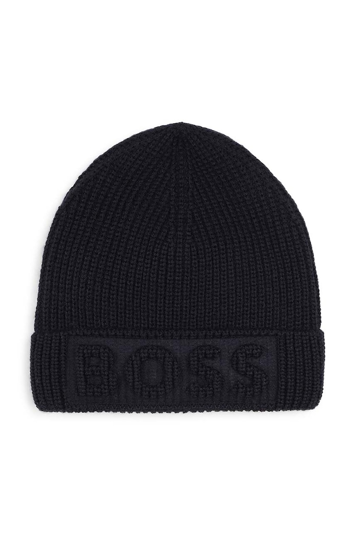 BOSS czapka z domieszką wełny dziecięca z domieszką wełny granatowy J51565.52.54